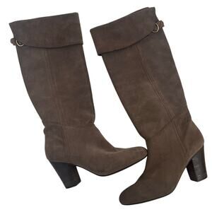 Women's Nicole Taupe Soft Leather High Heeled Fall Tall Boot Adj Strap Size 9M